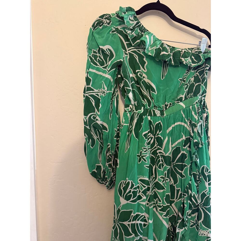 Farm Rio One-Shoulder Ruffled Midi Dress Size XS, $298 MSRP - Picture 7 of 8